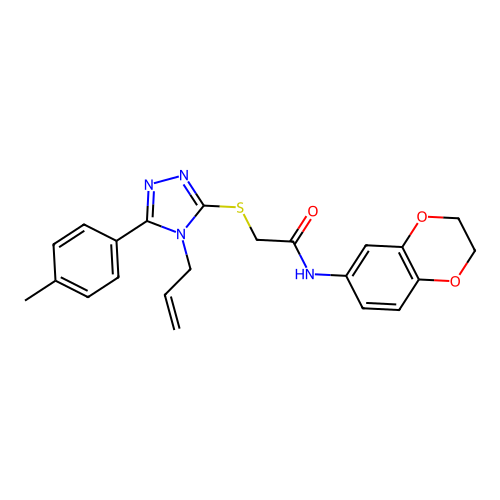 2-((4-allyl-5-(p-tolyl)-4H-1,2,4-triazol-3-yl)thio)-N-(2,3-dihydrobenzo[b][1,4]dioxin-6-yl)acetamide structure