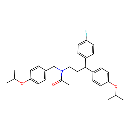 N-(3-(4-fluorophenyl)-3-(4-isopropoxyphenyl)propyl)-N-(4-isopropoxybenzyl)acetamide structure