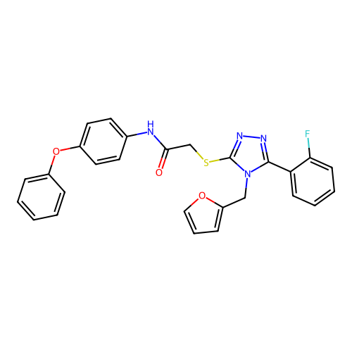 2-{[5-(2-fluorophenyl)-4-(furan-2-ylmethyl)-4H-1,2,4-triazol-3-yl]sulfanyl}-N-(4-phenoxyphenyl)acetamide structure