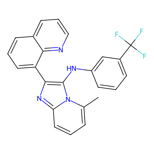 5-methyl-2-(quinolin-8-yl)-N-(3-(trifluoromethyl)phenyl)imidazo[1,2-a]pyridin-3-amine structure
