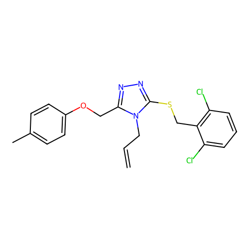 3-[(2,6-dichlorophenyl)methylsulfanyl]-5-[(4-methylphenoxy)methyl]-4-prop-2-enyl-1,2,4-triazole structure