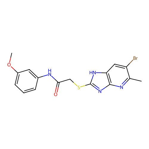 2-[(6-bromo-5-methyl-1H-imidazo[4,5-b]pyridin-2-yl)sulfanyl]-N-(3-methoxyphenyl)acetamide structure
