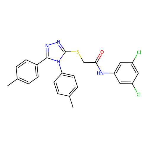 2-[[4,5-bis(4-methylphenyl)-1,2,4-triazol-3-yl]sulfanyl]-N-(3,5-dichlorophenyl)acetamide structure