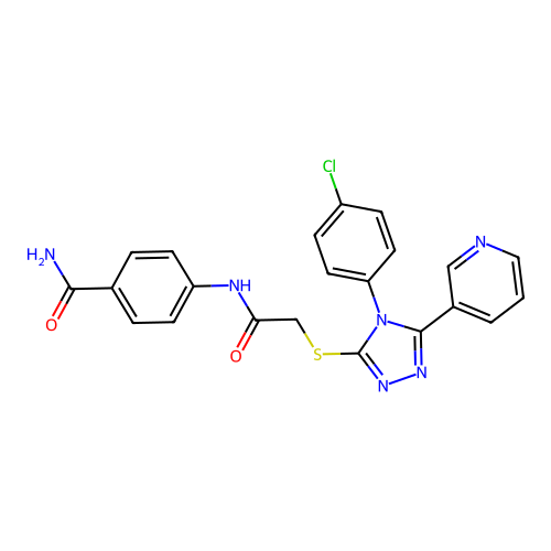 4-[[2-[[4-(4-chlorophenyl)-5-pyridin-3-yl-1,2,4-triazol-3-yl]sulfanyl]acetyl]amino]benzamide structure