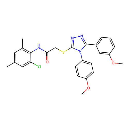 N-(2-chloro-4,6-dimethylphenyl)-2-{[5-(3-methoxyphenyl)-4-(4-methoxyphenyl)-4H-1,2,4-triazol-3-yl]sulfanyl}acetamide structure
