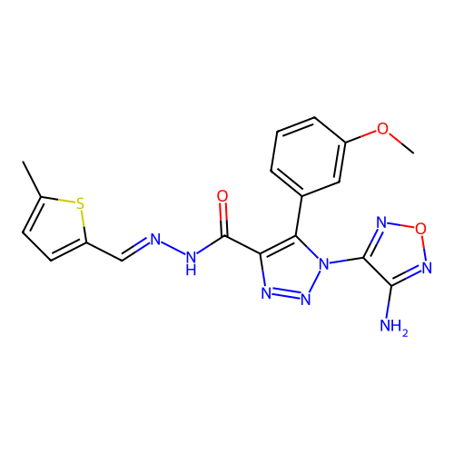 (E)-1-(4-amino-1,2,5-oxadiazol-3-yl)-5-(3-methoxyphenyl)-N'-((5-methylthiophen-2-yl)methylene)-1H-1,2,3-triazole-4-carbohydrazide structure