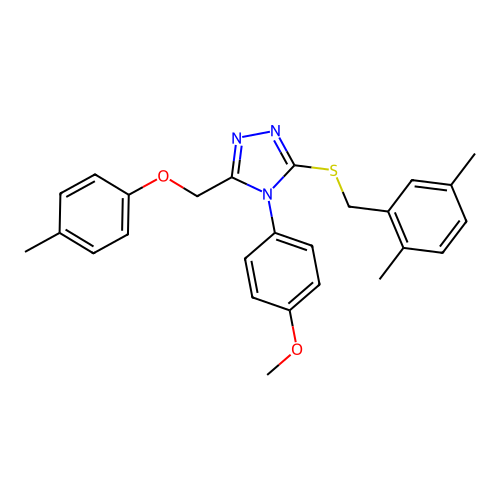 1-({5-[(2,5-dimethylphenyl)methylthio]-4-(4-methoxyphenyl)(1,2,4-triazol-3-yl) }methoxy)-4-methylbenzene structure