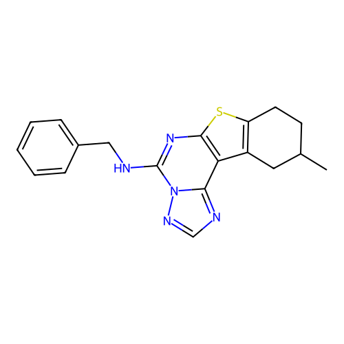 N-benzyl-10-methyl-8,9,10,11-tetrahydro[1]benzothieno[3,2-e][1,2,4]triazolo[1,5-c]pyrimidin-5-amine structure