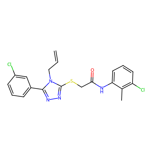 N-(3-chloro-2-methylphenyl)-2-{[5-(3-chlorophenyl)-4-(prop-2-en-1-yl)-4H-1,2,4-triazol-3-yl]sulfanyl}acetamide structure