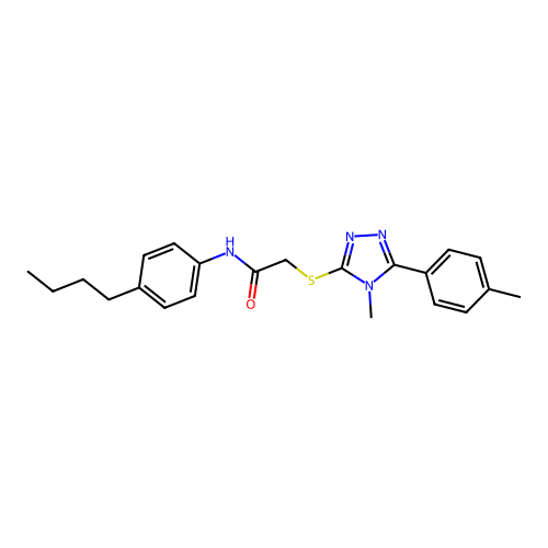 N-(4-butylphenyl)-2-{[4-methyl-5-(4-methylphenyl)-4H-1,2,4-triazol-3-yl]sulfanyl}acetamide structure