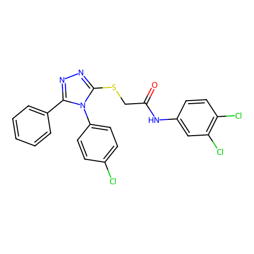2-[[4-(4-chlorophenyl)-5-phenyl-1,2,4-triazol-3-yl]sulfanyl]-N-(3,4-dichlorophenyl)acetamide structure