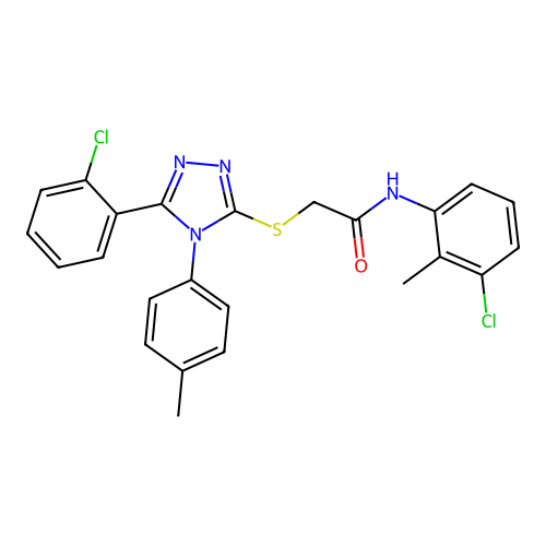 N-(3-chloro-2-methylphenyl)-2-{[5-(2-chlorophenyl)-4-(4-methylphenyl)-4H-1,2,4-triazol-3-yl]sulfanyl}acetamide structure