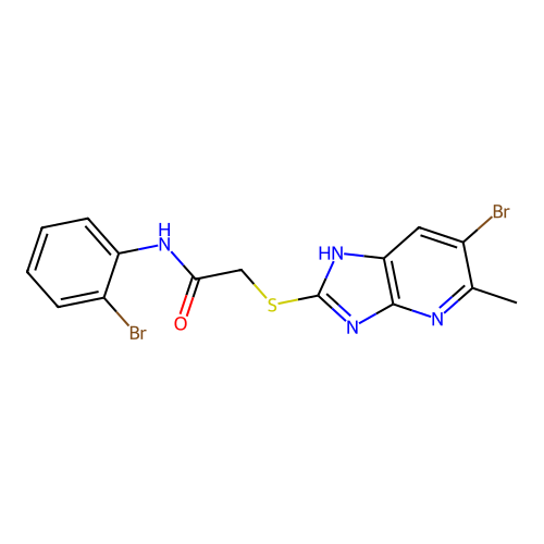 2-[(6-bromo-5-methyl-1H-imidazo[4,5-b]pyridin-2-yl)sulfanyl]-N-(2-bromophenyl)acetamide structure
