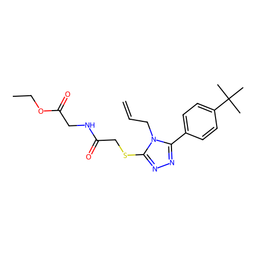 ethyl 2-(2-((4-allyl-5-(4-(tert-butyl)phenyl)-4H-1,2,4-triazol-3-yl)thio)acetamido)acetate structure