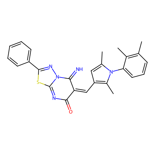 (E)-6-((1-(2,3-dimethylphenyl)-2,5-dimethyl-1H-pyrrol-3-yl)methylene)-5-imino-2-phenyl-5H-[1,3,4]thiadiazolo[3,2-a]pyrimidin-7(6H)-one structure