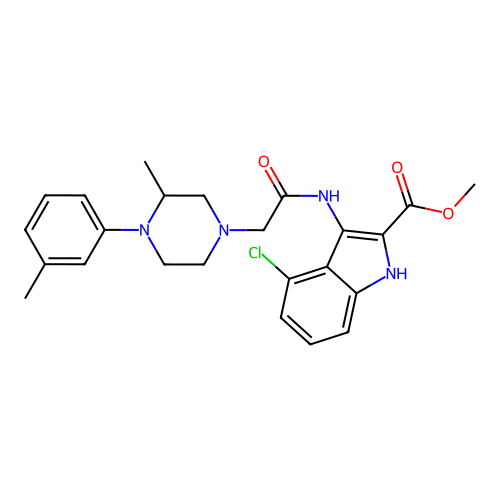 methyl 4-chloro-3-({[3-methyl-4-(3-methylphenyl)piperazin-1-yl]acetyl}amino)-1H-indole-2-carboxylate structure