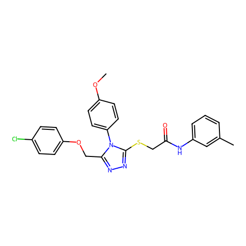 2-((5-((4-chlorophenoxy)methyl)-4-(4-methoxyphenyl)-4H-1,2,4-triazol-3-yl)thio)-N-(m-tolyl)acetamide structure