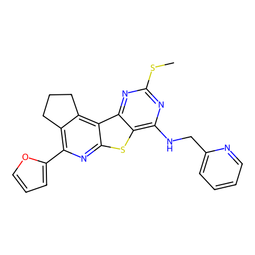 4-(furan-2-yl)-9-(methylsulfanyl)-N-(pyridin-2-ylmethyl)-2,3-dihydro-1H-cyclopenta[4',5']pyrido[3',2':4,5]thieno[3,2-d]pyrimidin-7-amine structure