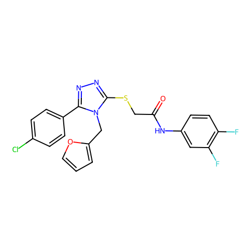 2-[[5-(4-chlorophenyl)-4-(furan-2-ylmethyl)-1,2,4-triazol-3-yl]sulfanyl]-N-(3,4-difluorophenyl)acetamide structure