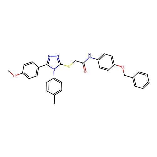 N-[4-(benzyloxy)phenyl]-2-{[5-(4-methoxyphenyl)-4-(4-methylphenyl)-4H-1,2,4-triazol-3-yl]sulfanyl}acetamide structure