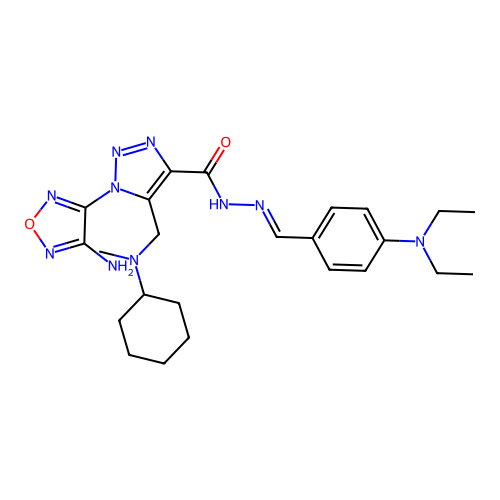 (E)-1-(4-amino-1,2,5-oxadiazol-3-yl)-5-((cyclohexyl(methyl)amino)methyl)-N'-(4-(diethylamino)benzylidene)-1H-1,2,3-triazole-4-carbohydrazide structure