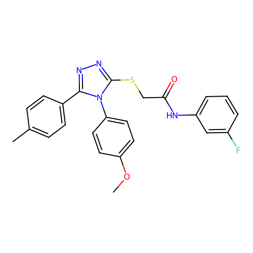 N-(3-fluorophenyl)-2-{[4-(4-methoxyphenyl)-5-(4-methylphenyl)-4H-1,2,4-triazol-3-yl]sulfanyl}acetamide structure
