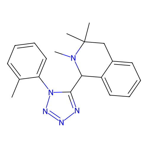 2,3,3-trimethyl-1-[1-(2-methylphenyl)tetrazol-5-yl]-1,4-dihydroisoquinoline structure