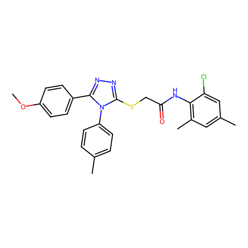 N-(2-chloro-4,6-dimethylphenyl)-2-{[5-(4-methoxyphenyl)-4-(4-methylphenyl)-4H-1,2,4-triazol-3-yl]sulfanyl}acetamide structure