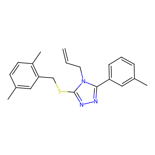 4-allyl-3-((2,5-dimethylbenzyl)thio)-5-(m-tolyl)-4H-1,2,4-triazole structure