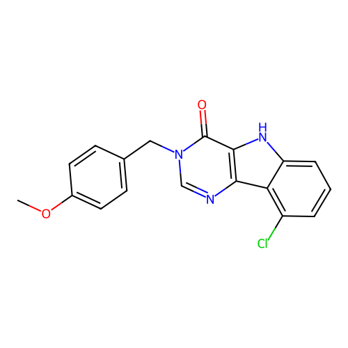 9-chloro-3-(4-methoxybenzyl)-3,5-dihydro-4H-pyrimido[5,4-b]indol-4-one structure