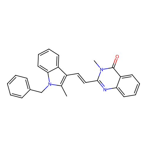 2-[(E)-2-(1-benzyl-2-methyl-1H-indol-3-yl)ethenyl]-3-methylquinazolin-4(3H)-one structure
