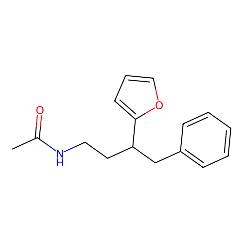 N-[3-(furan-2-yl)-4-phenylbutyl]acetamide structure