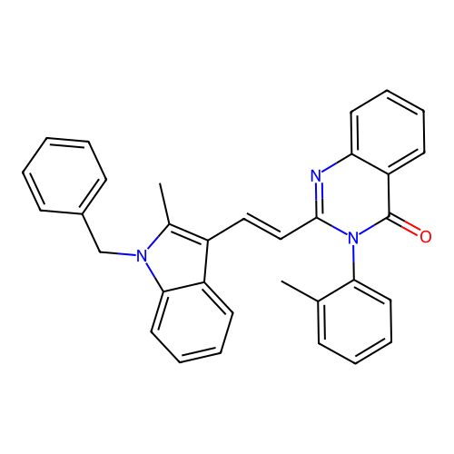 (E)-2-(2-(1-benzyl-2-methyl-1H-indol-3-yl)vinyl)-3-(o-tolyl)quinazolin-4(3H)-one structure