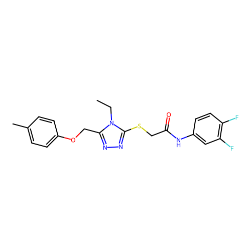 N-(3,4-difluorophenyl)-2-((4-ethyl-5-((p-tolyloxy)methyl)-4H-1,2,4-triazol-3-yl)thio)acetamide structure