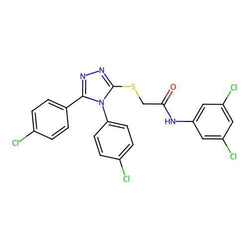 2-[[4,5-bis(4-chlorophenyl)-1,2,4-triazol-3-yl]sulfanyl]-N-(3,5-dichlorophenyl)acetamide structure