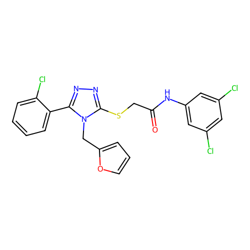 2-{[5-(2-chlorophenyl)-4-(furan-2-ylmethyl)-4H-1,2,4-triazol-3-yl]sulfanyl}-N-(3,5-dichlorophenyl)acetamide structure
