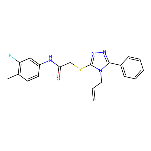 N-(3-fluoro-4-methylphenyl)-2-{[5-phenyl-4-(prop-2-en-1-yl)-4H-1,2,4-triazol-3-yl]sulfanyl}acetamide structure