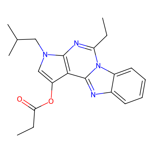 5-ethyl-3-isobutyl-3H-benzo[4,5]imidazo[1,2-c]pyrrolo[3,2-e]pyrimidin-1-yl propionate structure