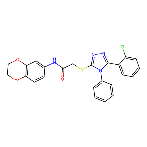2-{[5-(2-chlorophenyl)-4-phenyl-4H-1,2,4-triazol-3-yl]sulfanyl}-N-(2,3-dihydro-1,4-benzodioxin-6-yl)acetamide structure