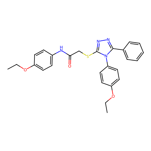 N-(4-ethoxyphenyl)-2-[[4-(4-ethoxyphenyl)-5-phenyl-1,2,4-triazol-3-yl]sulfanyl]acetamide structure