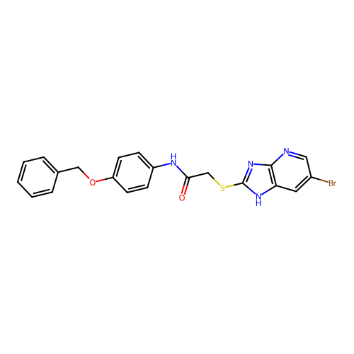 2-[(6-bromo-1H-imidazo[4,5-b]pyridin-2-yl)sulfanyl]-N-(4-phenylmethoxyphenyl)acetamide structure
