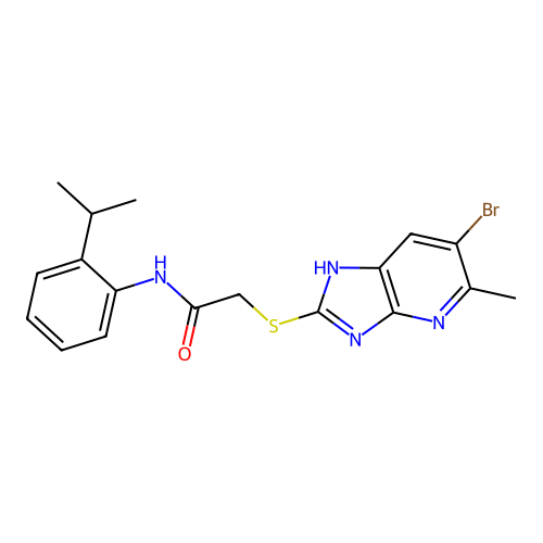 2-((6-bromo-5-methyl-3H-imidazo[4,5-b]pyridin-2-yl)thio)-N-(2-isopropylphenyl)acetamide structure