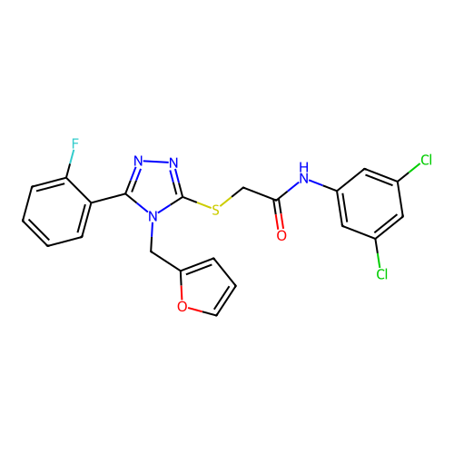 N-(3,5-dichlorophenyl)-2-{[5-(2-fluorophenyl)-4-(furan-2-ylmethyl)-4H-1,2,4-triazol-3-yl]sulfanyl}acetamide structure