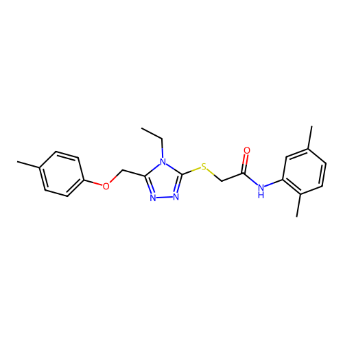 N-(2,5-dimethylphenyl)-2-((4-ethyl-5-((p-tolyloxy)methyl)-4H-1,2,4-triazol-3-yl)thio)acetamide structure