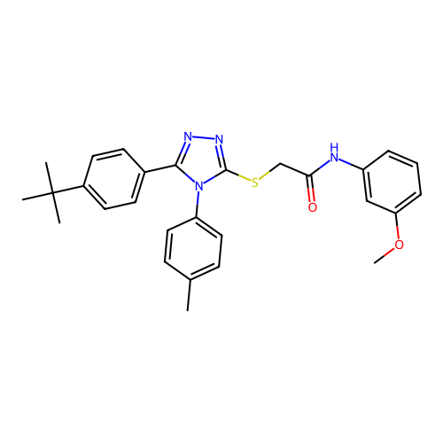 2-{[5-(4-tert-butylphenyl)-4-(4-methylphenyl)-4H-1,2,4-triazol-3-yl]sulfanyl}-N-(3-methoxyphenyl)acetamide structure