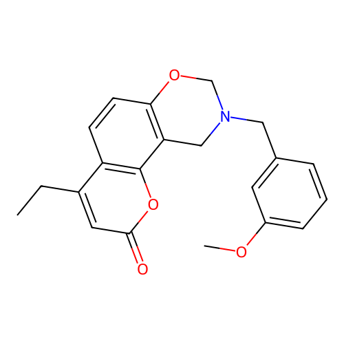 4-ethyl-9-(3-methoxybenzyl)-9,10-dihydro-2H,8H-chromeno[8,7-e][1,3]oxazin-2-one structure