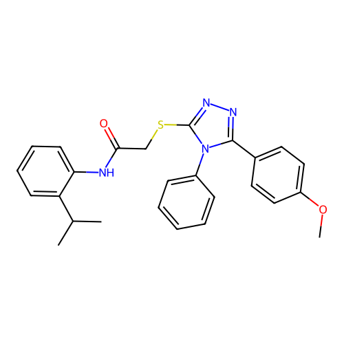 2-[[5-(4-methoxyphenyl)-4-phenyl-1,2,4-triazol-3-yl]sulfanyl]-N-(2-propan-2-ylphenyl)acetamide structure