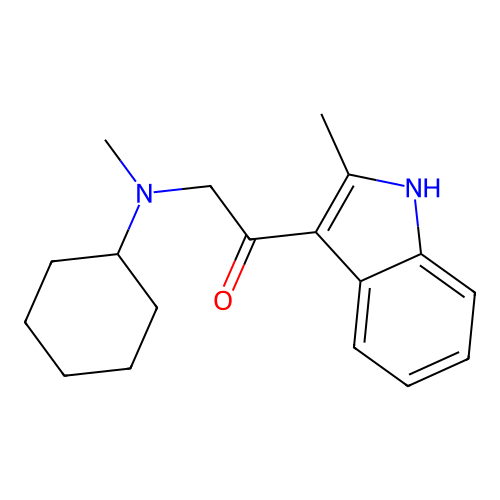 2-[cyclohexyl(methyl)amino]-1-(2-methyl-1H-indol-3-yl)ethanone structure