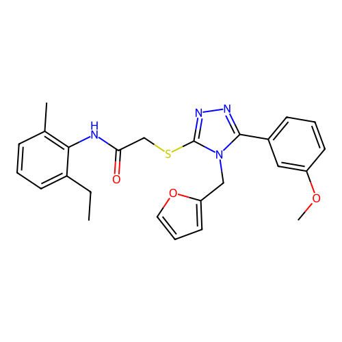 N-(2-ethyl-6-methylphenyl)-2-{[4-(furan-2-ylmethyl)-5-(3-methoxyphenyl)-4H-1,2,4-triazol-3-yl]sulfanyl}acetamide structure