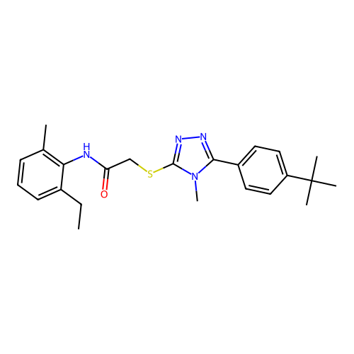 2-{[5-(4-tert-butylphenyl)-4-methyl-4H-1,2,4-triazol-3-yl]sulfanyl}-N-(2-ethyl-6-methylphenyl)acetamide structure